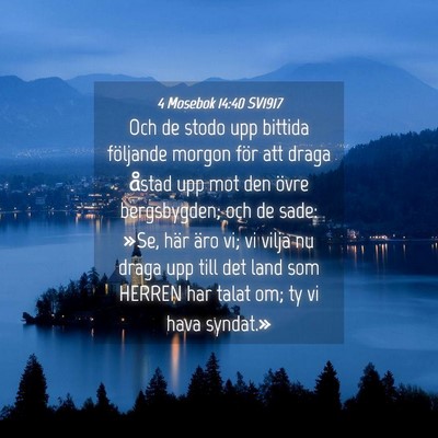 Picture 04 - 4 Mosebok 14:40 SV1917 - Och de stodo upp bittida följande morgon för - Bible Verse Picture