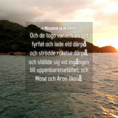 Picture 04 - 4 Mosebok 16:18 SV1917 - Och de togo var och en sitt fyrfat och lade eld - Bible Verse Picture