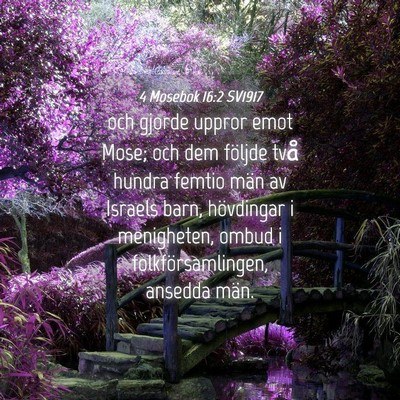 Picture 04 - 4 Mosebok 16:2 SV1917 - och gjorde uppror emot Mose; och dem följde två - Bible Verse Picture