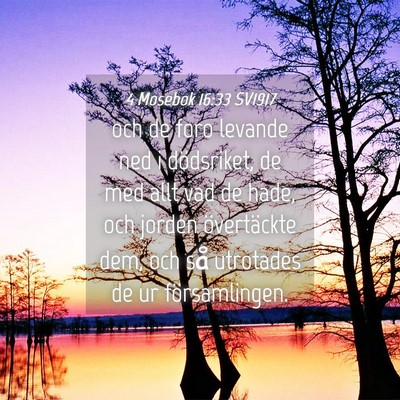 Picture 04 - 4 Mosebok 16:33 SV1917 - och de foro levande ned i dödsriket, de med allt - Bible Verse Picture