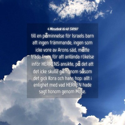 Picture 04 - 4 Mosebok 16:40 SV1917 - till en påminnelse för Israels barn att ingen - Bible Verse Picture