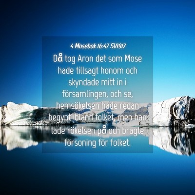 Picture 04 - 4 Mosebok 16:47 SV1917 - Då tog Aron det som Mose hade tillsagt honom och - Bible Verse Picture
