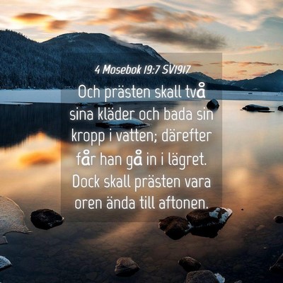 Picture 04 - 4 Mosebok 19:7 SV1917 - Och prästen skall två sina kläder och bada sin - Bible Verse Picture