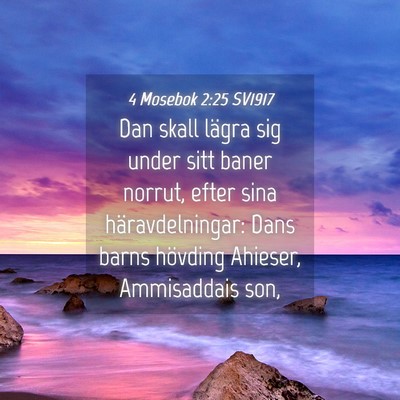 Picture 04 - 4 Mosebok 2:25 SV1917 - Dan skall lägra sig under sitt baner norrut, - Bible Verse Picture