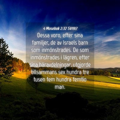 Picture 04 - 4 Mosebok 2:32 SV1917 - Dessa voro, efter sina familjer, de av Israels - Bible Verse Picture