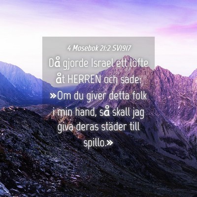 Picture 04 - 4 Mosebok 21:2 SV1917 - Då gjorde Israel ett löfte åt HERREN och sade: - Bible Verse Picture