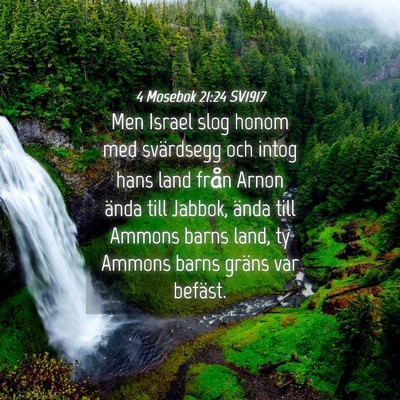 Picture 04 - 4 Mosebok 21:24 SV1917 - Men Israel slog honom med svärdsegg och intog - Bible Verse Picture