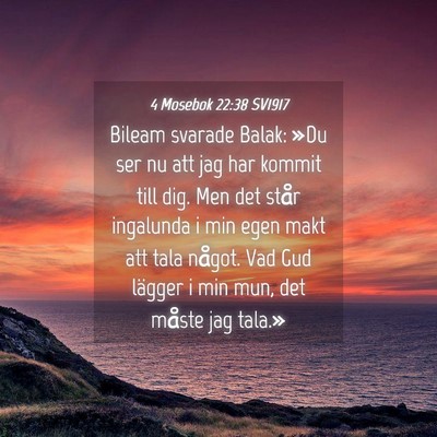 Picture 04 - 4 Mosebok 22:38 SV1917 - Bileam svarade Balak: »Du ser nu att jag har - Bible Verse Picture
