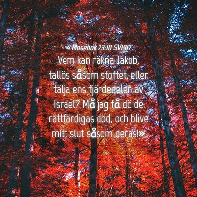 Picture 04 - 4 Mosebok 23:10 SV1917 - Vem kan räkna Jakob, tallös såsom stoftet, - Bible Verse Picture