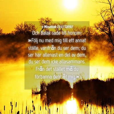 Picture 04 - 4 Mosebok 23:13 SV1917 - Och Balak sade till honom: »Följ nu med mig - Bible Verse Picture