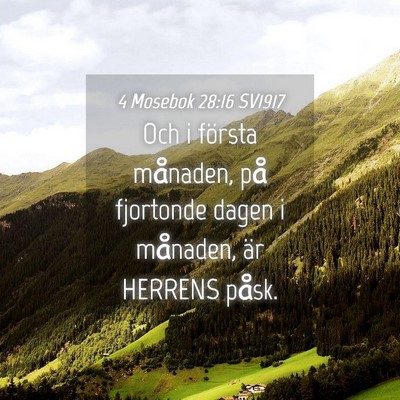 Picture 04 - 4 Mosebok 28:16 SV1917 - Och i första månaden, på fjortonde dagen i - Bible Verse Picture