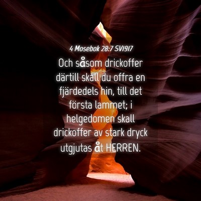 Picture 04 - 4 Mosebok 28:7 SV1917 - Och såsom drickoffer därtill skall du offra en - Bible Verse Picture