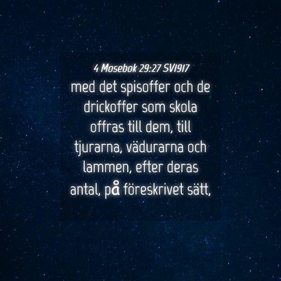 Picture 04 - 4 Mosebok 29:27 SV1917 - med det spisoffer och de drickoffer som skola - Bible Verse Picture