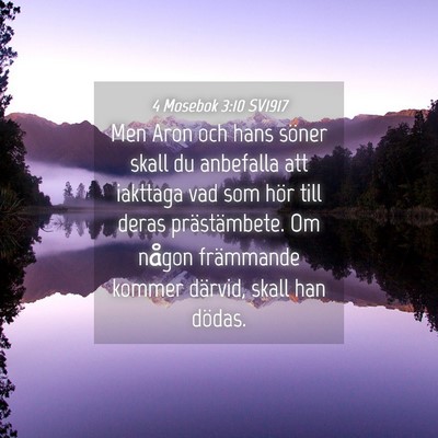 Picture 04 - 4 Mosebok 3:10 SV1917 - Men Aron och hans söner skall du anbefalla att - Bible Verse Picture