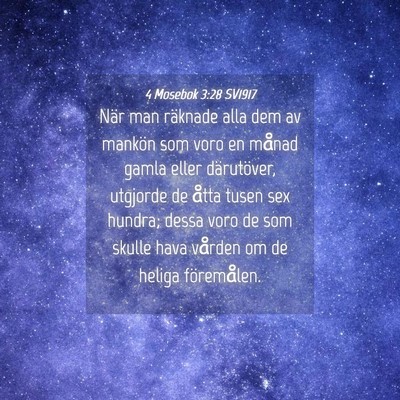 Picture 04 - 4 Mosebok 3:28 SV1917 - När man räknade alla dem av mankön som voro en - Bible Verse Picture