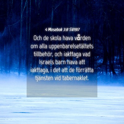 Picture 04 - 4 Mosebok 3:8 SV1917 - Och de skola hava vården om alla - Bible Verse Picture