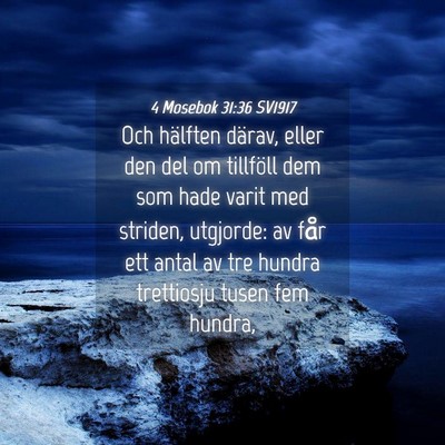 Picture 04 - 4 Mosebok 31:36 SV1917 - Och hälften därav, eller den del om tillföll - Bible Verse Picture