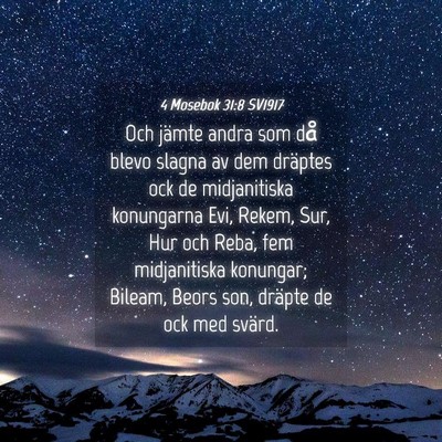 Picture 04 - 4 Mosebok 31:8 SV1917 - Och jämte andra som då blevo slagna av dem - Bible Verse Picture