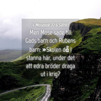 Picture 04 - 4 Mosebok 32:6 SV1917 - Men Mose sade till Gads barn och Rubens barn: - Bible Verse Picture