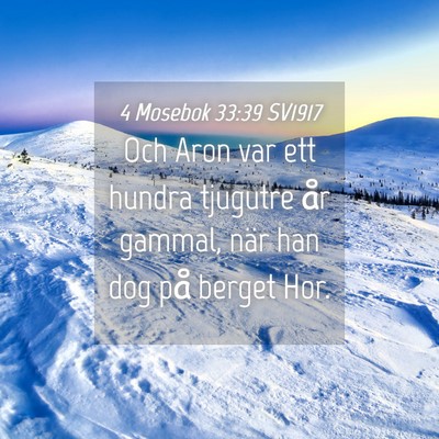 Picture 04 - 4 Mosebok 33:39 SV1917 - Och Aron var ett hundra tjugutre år gammal, när - Bible Verse Picture