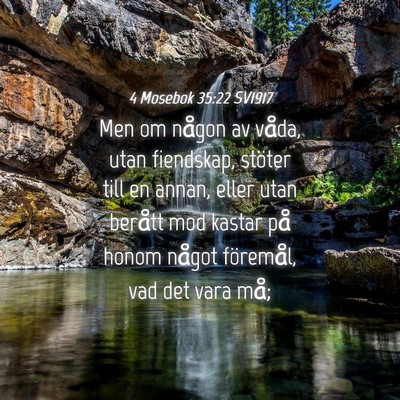 Picture 04 - 4 Mosebok 35:22 SV1917 - Men om någon av våda, utan fiendskap, stöter - Bible Verse Picture
