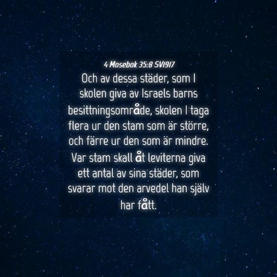 Picture 04 - 4 Mosebok 35:8 SV1917 - Och av dessa städer, som I skolen giva av - Bible Verse Picture