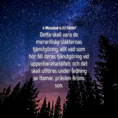Picture 04 - 4 Mosebok 4:33 SV1917 - Detta skall vara de meraritiska släkternas - Bible Verse Picture