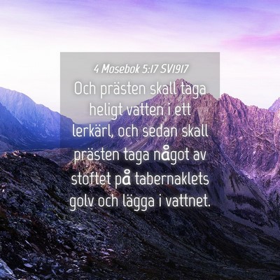 Picture 04 - 4 Mosebok 5:17 SV1917 - Och prästen skall taga heligt vatten i ett - Bible Verse Picture