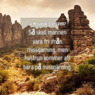 Picture 04 - 4 Mosebok 5:31 SV1917 - Så skall mannen vara fri ifrån missgärning, - Bible Verse Picture