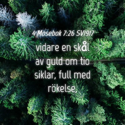 Picture 04 - 4 Mosebok 7:26 SV1917 - vidare en skål av guld om tio siklar, full med - Bible Verse Picture