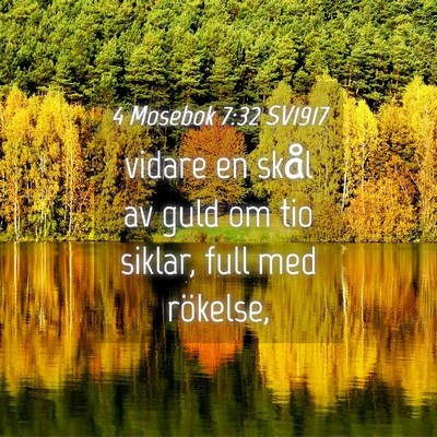 Picture 04 - 4 Mosebok 7:32 SV1917 - vidare en skål av guld om tio siklar, full med - Bible Verse Picture