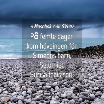 Picture 04 - 4 Mosebok 7:36 SV1917 - På femte dagen kom hövdingen för Simeons barn, - Bible Verse Picture