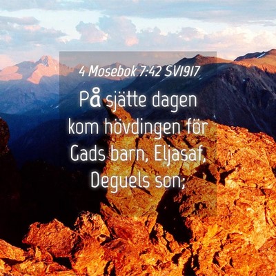 Picture 04 - 4 Mosebok 7:42 SV1917 - På sjätte dagen kom hövdingen för Gads barn, - Bible Verse Picture