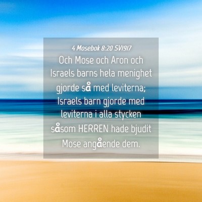Picture 04 - 4 Mosebok 8:20 SV1917 - Och Mose och Aron och Israels barns hela menighet - Bible Verse Picture