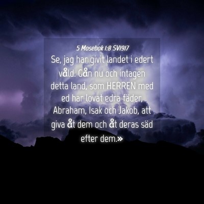 Picture 04 - 5 Mosebok 1:8 SV1917 - Se, jag har givit landet i edert våld. Gån nu - Bible Verse Picture