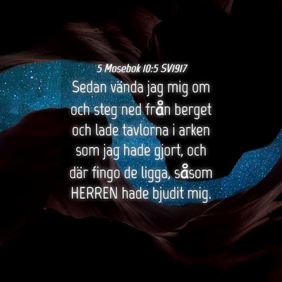 Picture 04 - 5 Mosebok 10:5 SV1917 - Sedan vända jag mig om och steg ned från berget - Bible Verse Picture