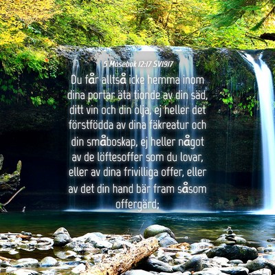 Picture 04 - 5 Mosebok 12:17 SV1917 - Du får alltså icke hemma inom dina portar äta - Bible Verse Picture