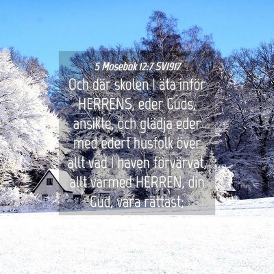 Picture 04 - 5 Mosebok 12:7 SV1917 - Och där skolen I äta inför HERRENS, eder Guds, - Bible Verse Picture