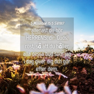 Picture 04 - 5 Mosebok 15:5 SV1917 - allenast du hör HERRENS, din Guds, röst, så - Bible Verse Picture
