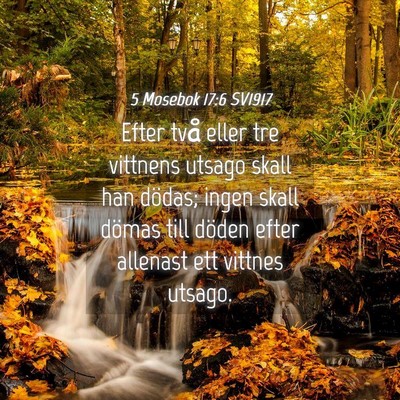 Picture 04 - 5 Mosebok 17:6 SV1917 - Efter två eller tre vittnens utsago skall han - Bible Verse Picture