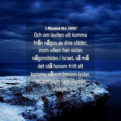 Picture 04 - 5 Mosebok 18:6 SV1917 - Och om leviten vill komma från någon av dina - Bible Verse Picture