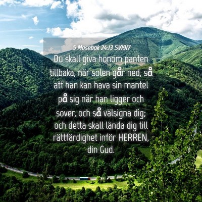 Picture 04 - 5 Mosebok 24:13 SV1917 - Du skall giva honom panten tillbaka, när solen - Bible Verse Picture