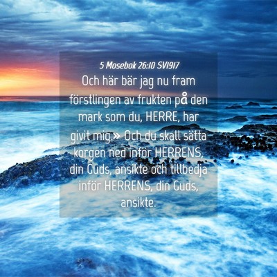 Picture 04 - 5 Mosebok 26:10 SV1917 - Och här bär jag nu fram förstlingen av frukten - Bible Verse Picture