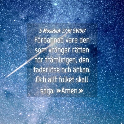 Picture 04 - 5 Mosebok 27:19 SV1917 - Förbannad vare den som vränger rätten för - Bible Verse Picture