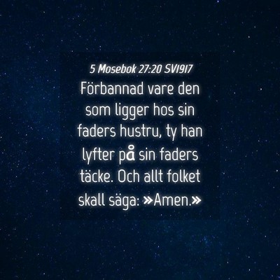 Picture 04 - 5 Mosebok 27:20 SV1917 - Förbannad vare den som ligger hos sin faders - Bible Verse Picture