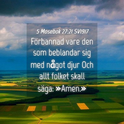 Picture 04 - 5 Mosebok 27:21 SV1917 - Förbannad vare den som beblandar sig med något - Bible Verse Picture