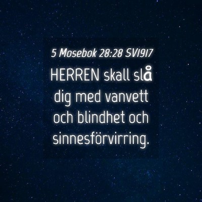 Picture 04 - 5 Mosebok 28:28 SV1917 - HERREN skall slå dig med vanvett och blindhet - Bible Verse Picture