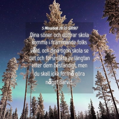 Picture 04 - 5 Mosebok 28:32 SV1917 - Dina söner och döttrar skola komma i främmande - Bible Verse Picture