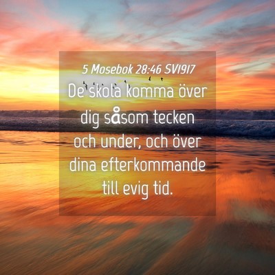 Picture 04 - 5 Mosebok 28:46 SV1917 - De skola komma över dig såsom tecken och under, - Bible Verse Picture