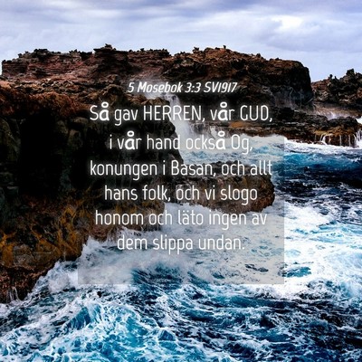 Picture 04 - 5 Mosebok 3:3 SV1917 - Så gav HERREN, vår GUD, i vår hand också Og, - Bible Verse Picture
